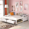 Solid Wood Twin Size Extending Daybed with Two Storage Drawers, White W1727