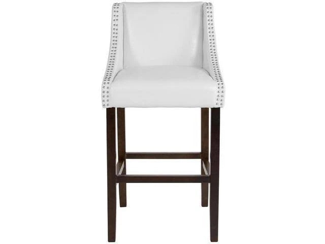 White Walnut Barstool with Accent Nail Trim F92236