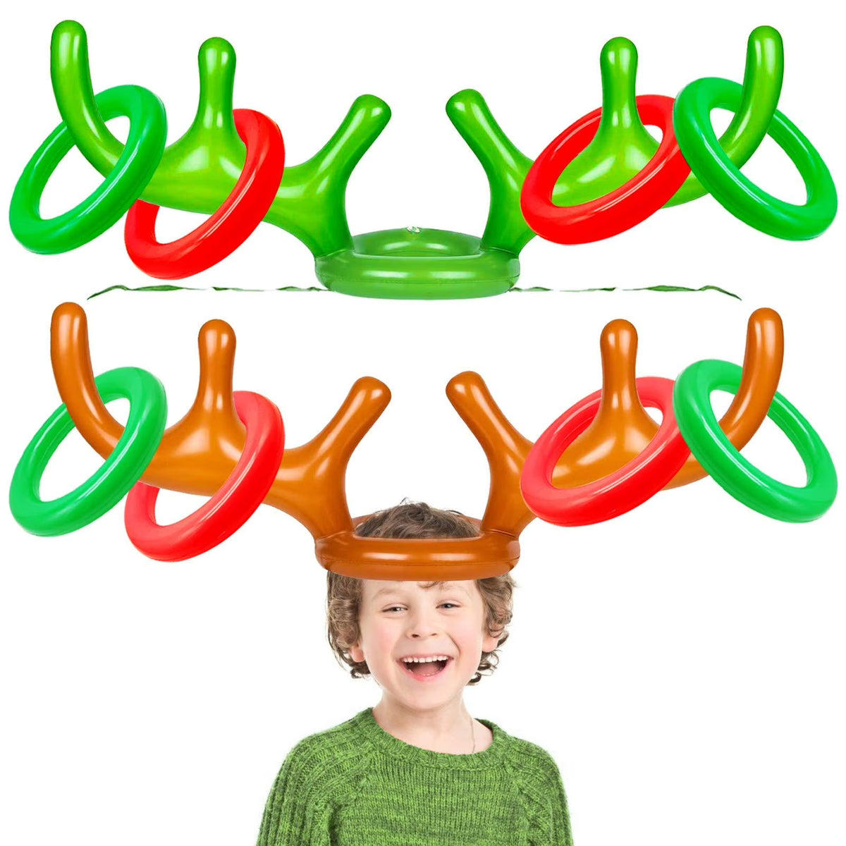 2 Pack Inflatable Reindeer Antler Ring Toss Game with 8 Rings, 2 Antlers S68066