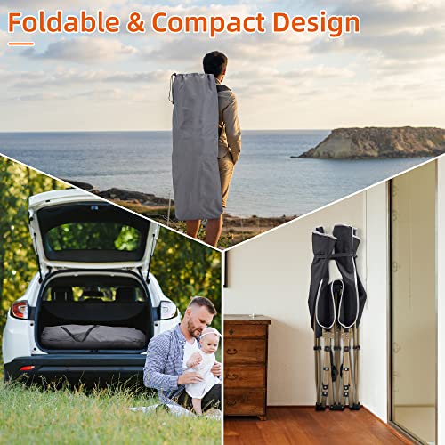 Portable Folding Camping Cot with Thick Mattress Grey Z815660