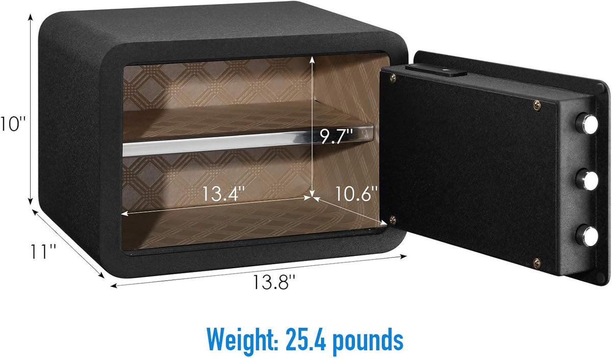 Black Solid Alloy Steel Biometric Fingerprint Safe Box M58493