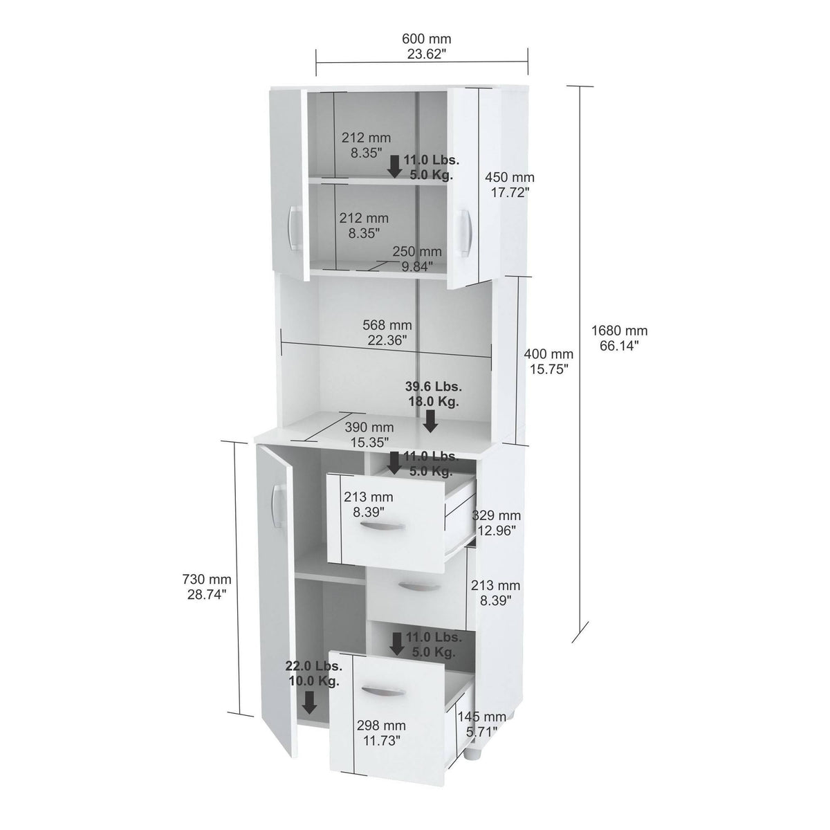White Kitchen Storage Cabinet L306