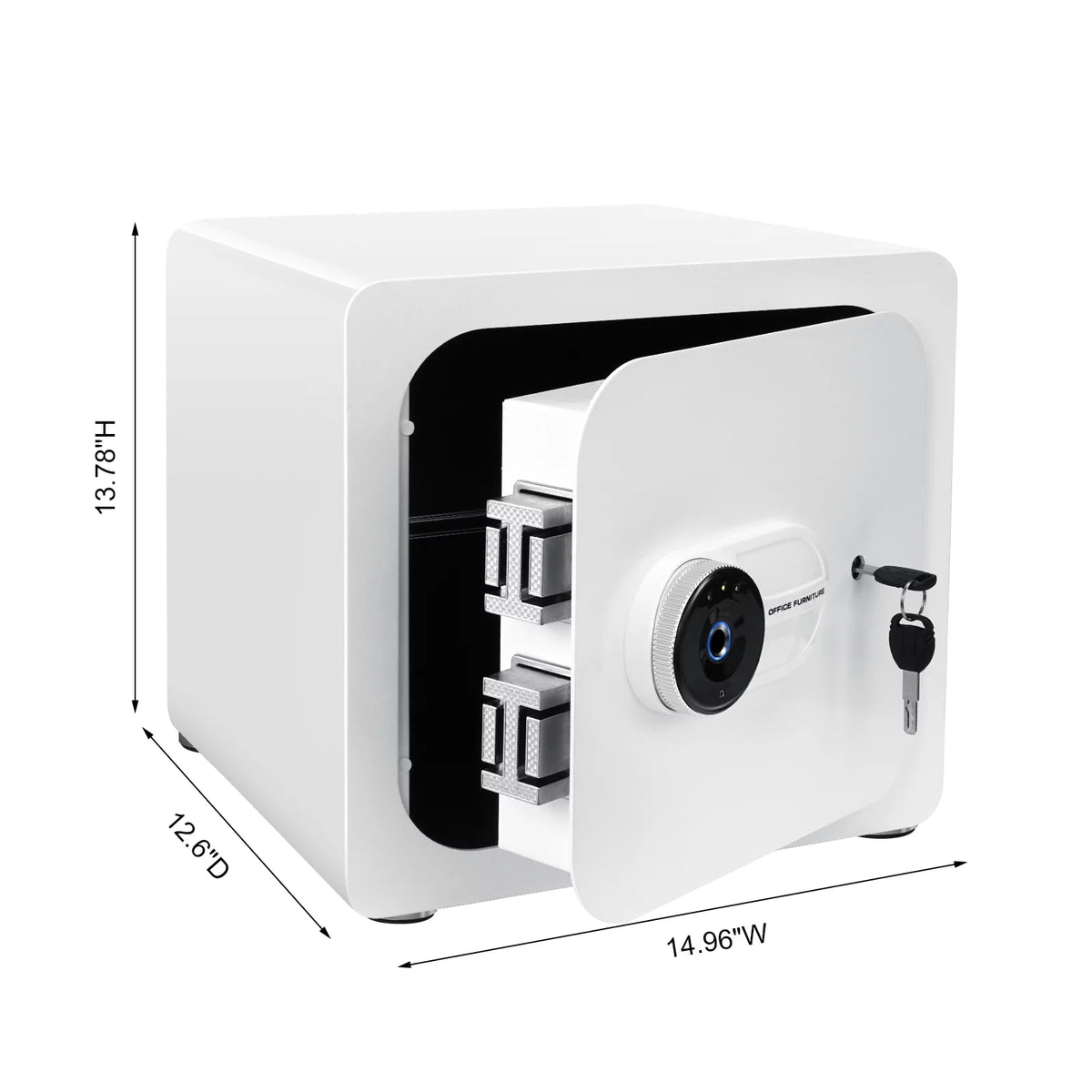 1.8 Cub White Safe Box with Fingerprint and Removable Shelf A18011