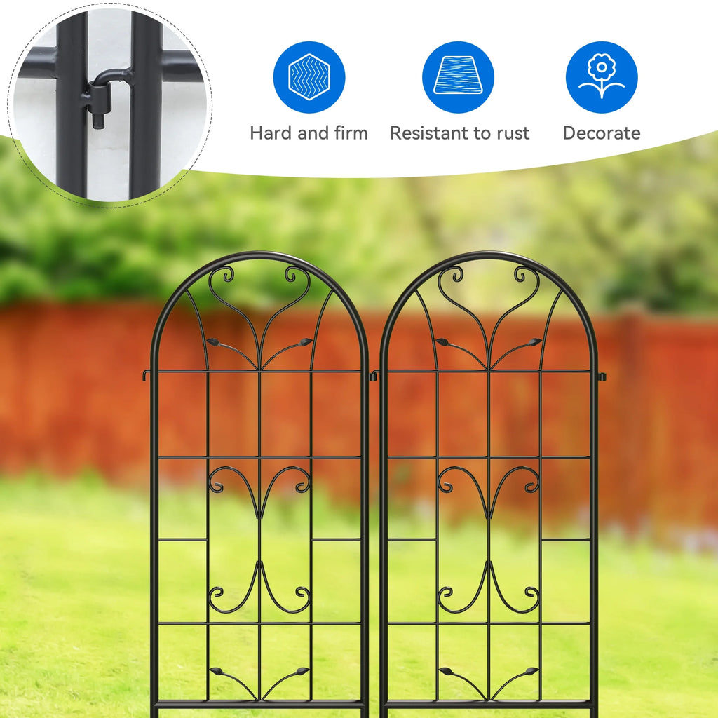 Metal Garden Arch Trellises 2 Pack Black Rust-Resistant A5143