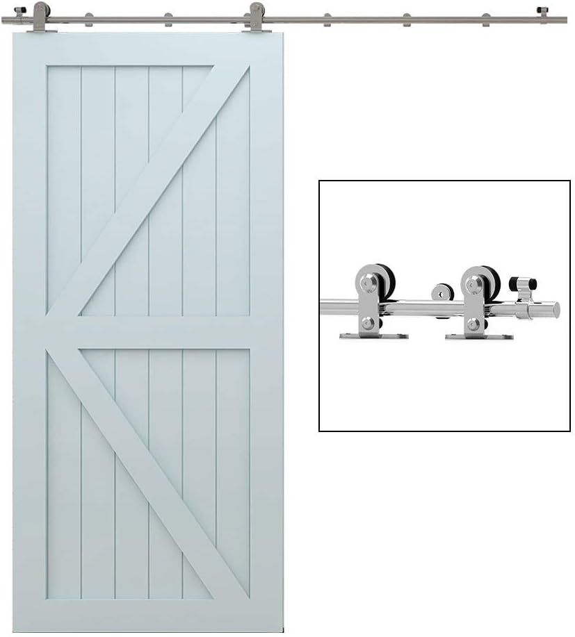 7FT Sliding Barn Door Hardware Kit, Top Mount Stainless Steel Heavy Duty Barn Door Track M4551