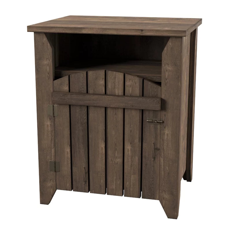 Rustic Wood Storage End Table Set of 2 D3808