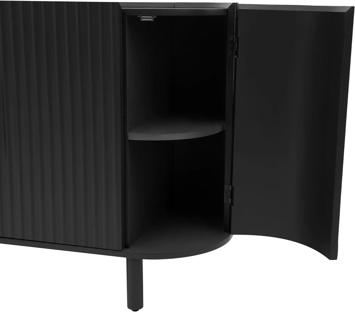 Black Curved Sideboard Cabinet with Adjustable Shelves M16783