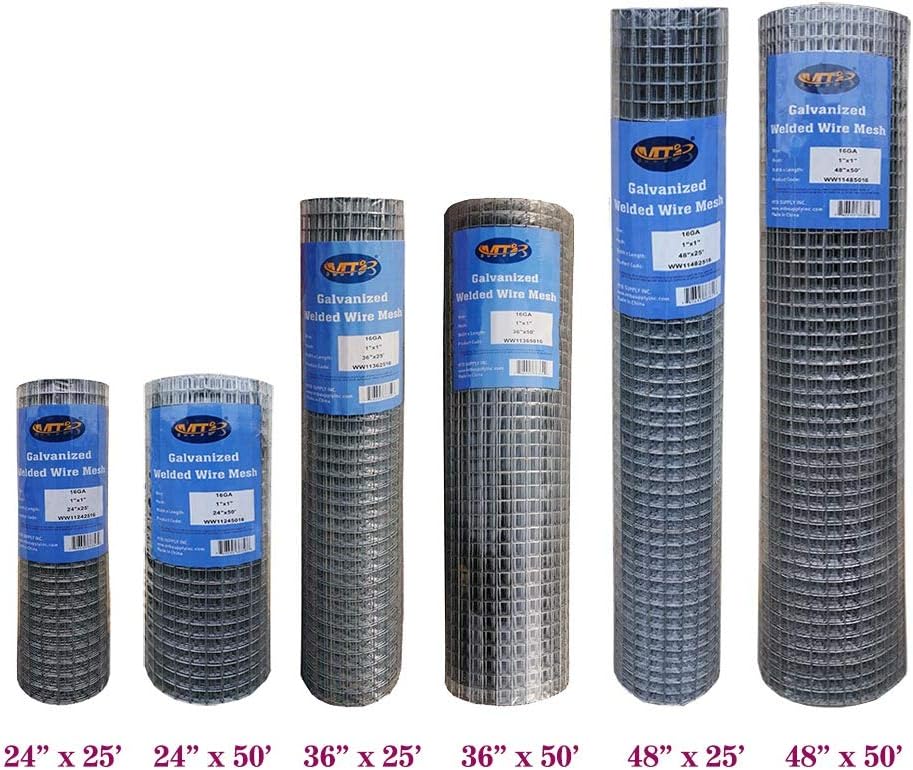 Galvanized Welded Wire Mesh Fence 24 Inch x 50 Foot 1 Inch x 1 Inch 16GA V595441