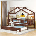Twin-Size Wooden House-Shaped Bed with Trundle N8496