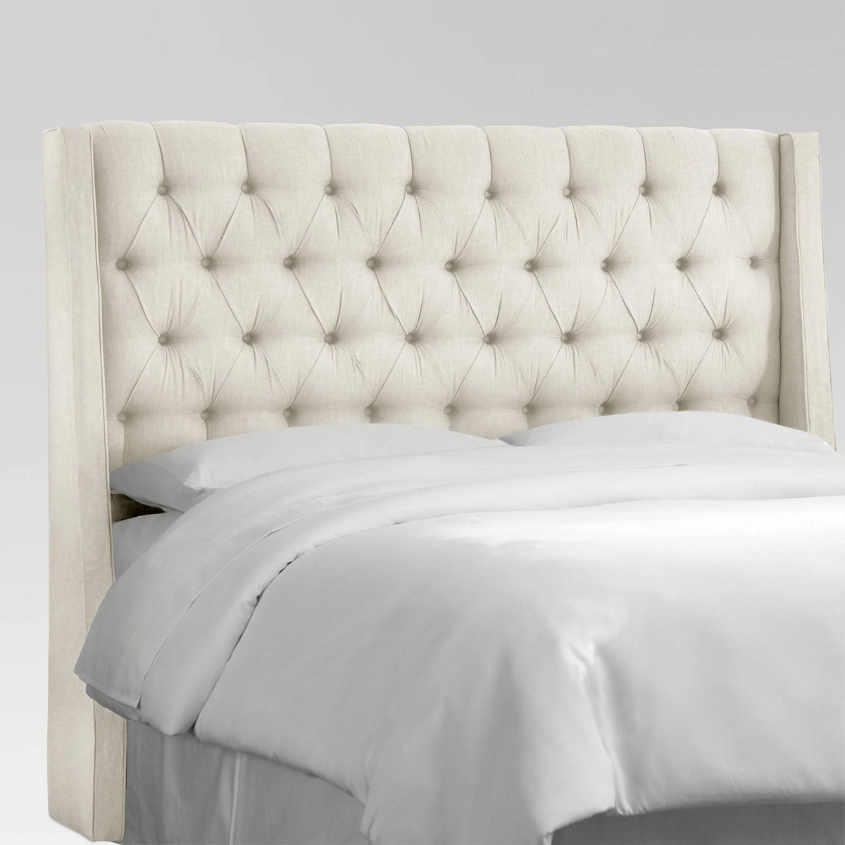 California King Tufted Wingback Linen Headboard B39467