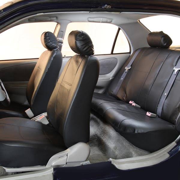 Black Faux Leather Full Set Seat Covers S5242