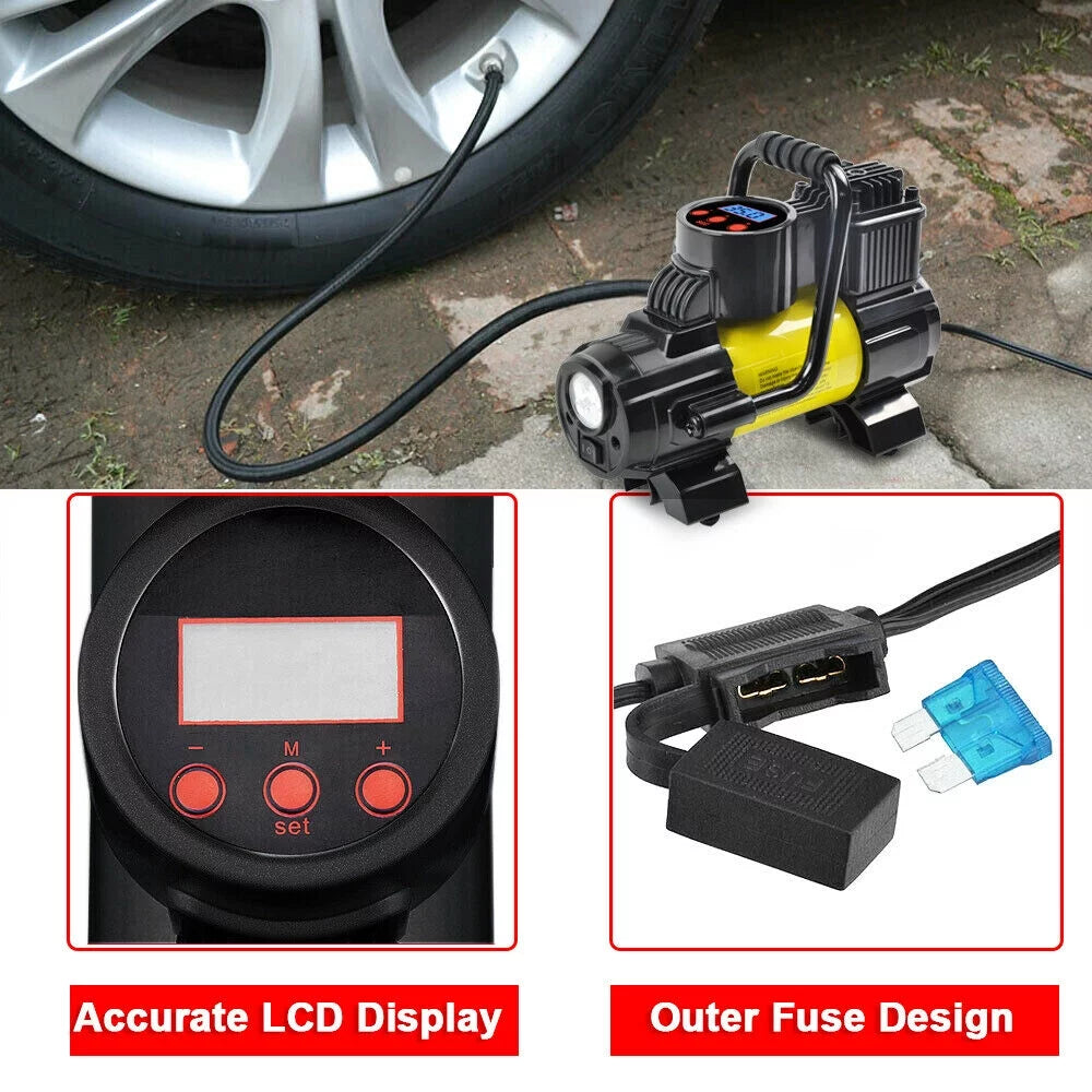 Heavy Duty Portable 12V Car Tire Inflator Pump Air Compressor 150 PSI G6558