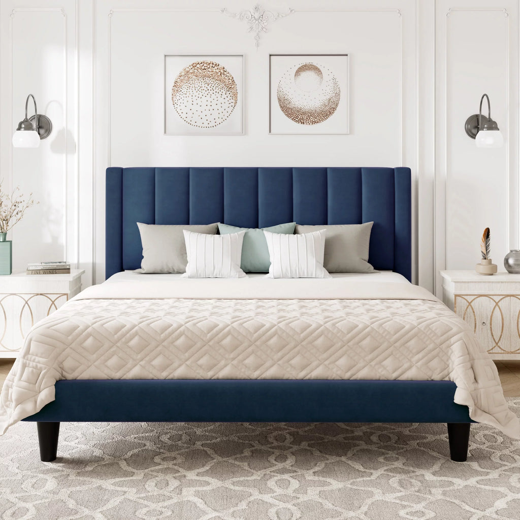 Queen Light Pink Velvet Upholstered Bed Frame Z596710