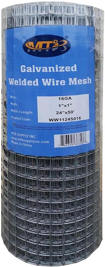 Galvanized Welded Wire Mesh Fence 24 Inch x 50 Foot 1 Inch x 1 Inch 16GA V595441