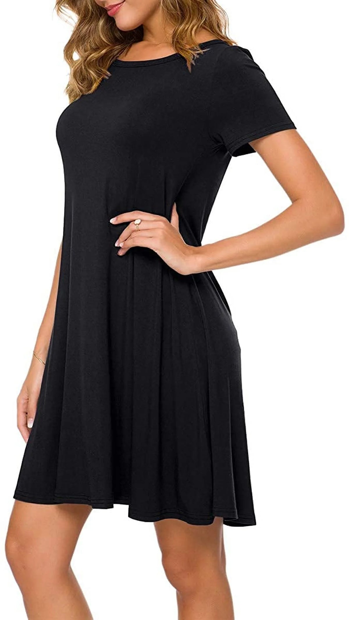 Women's Summer Casual T-shirt Dress Short Sleeve Boho Beach Dress E321550