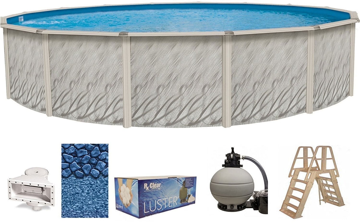 12' Round 52" Wall Above-Ground Swimming Pool with Full Start-Up Kit Q8068