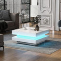High Gloss 2-Tier Square Coffee Table with LED Lights H470744
