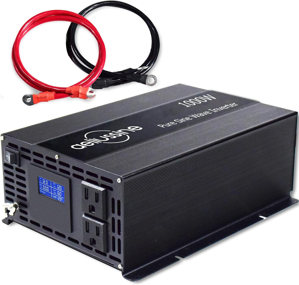 1000w Pure Sine Wave Power Inverter 48v DC to AC 110v 120v with 2 US Socket, LCD Display and Earth Terminal Y65793