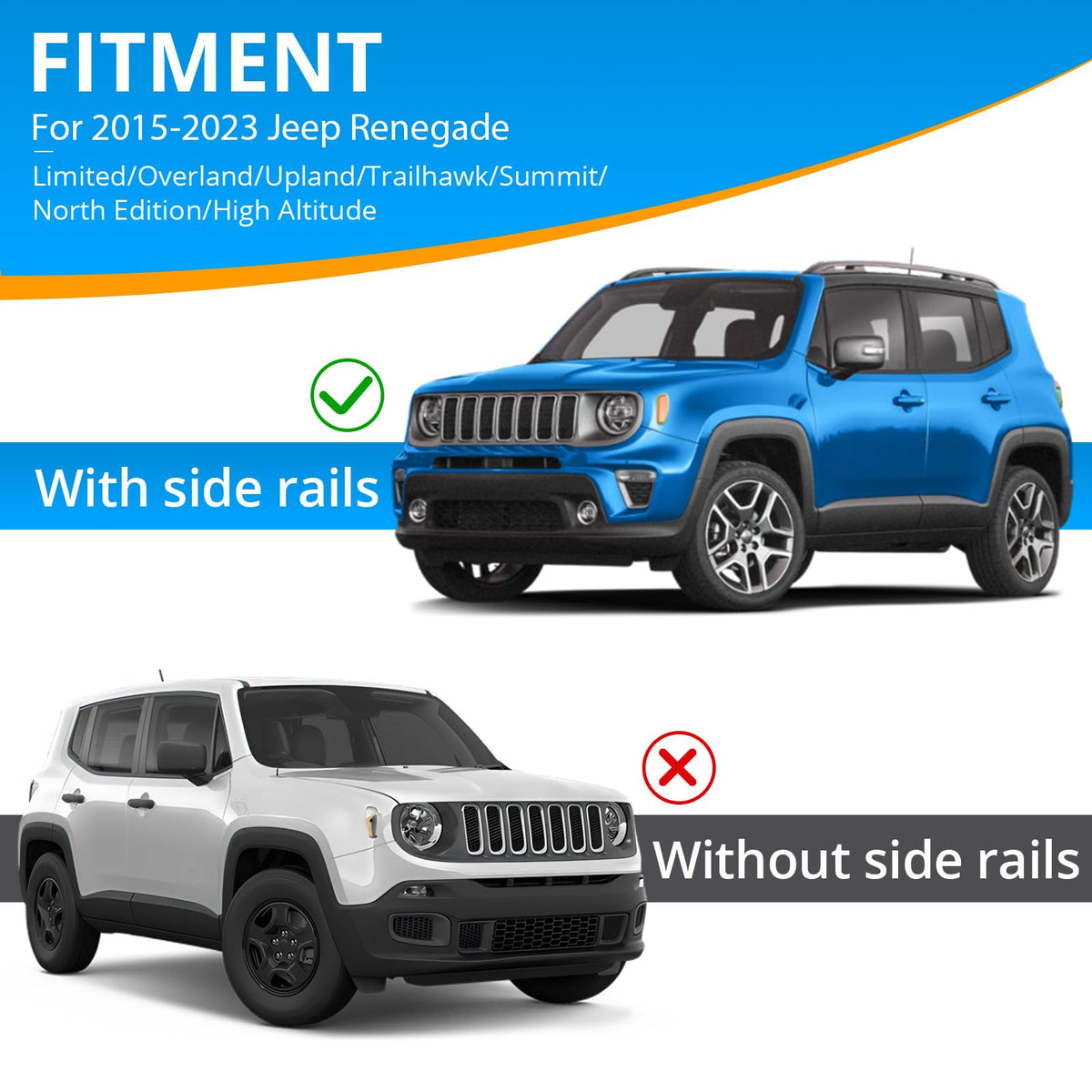 Heavy Duty Steel Roof Rack Cross Bars for Jeep Renegade D2965