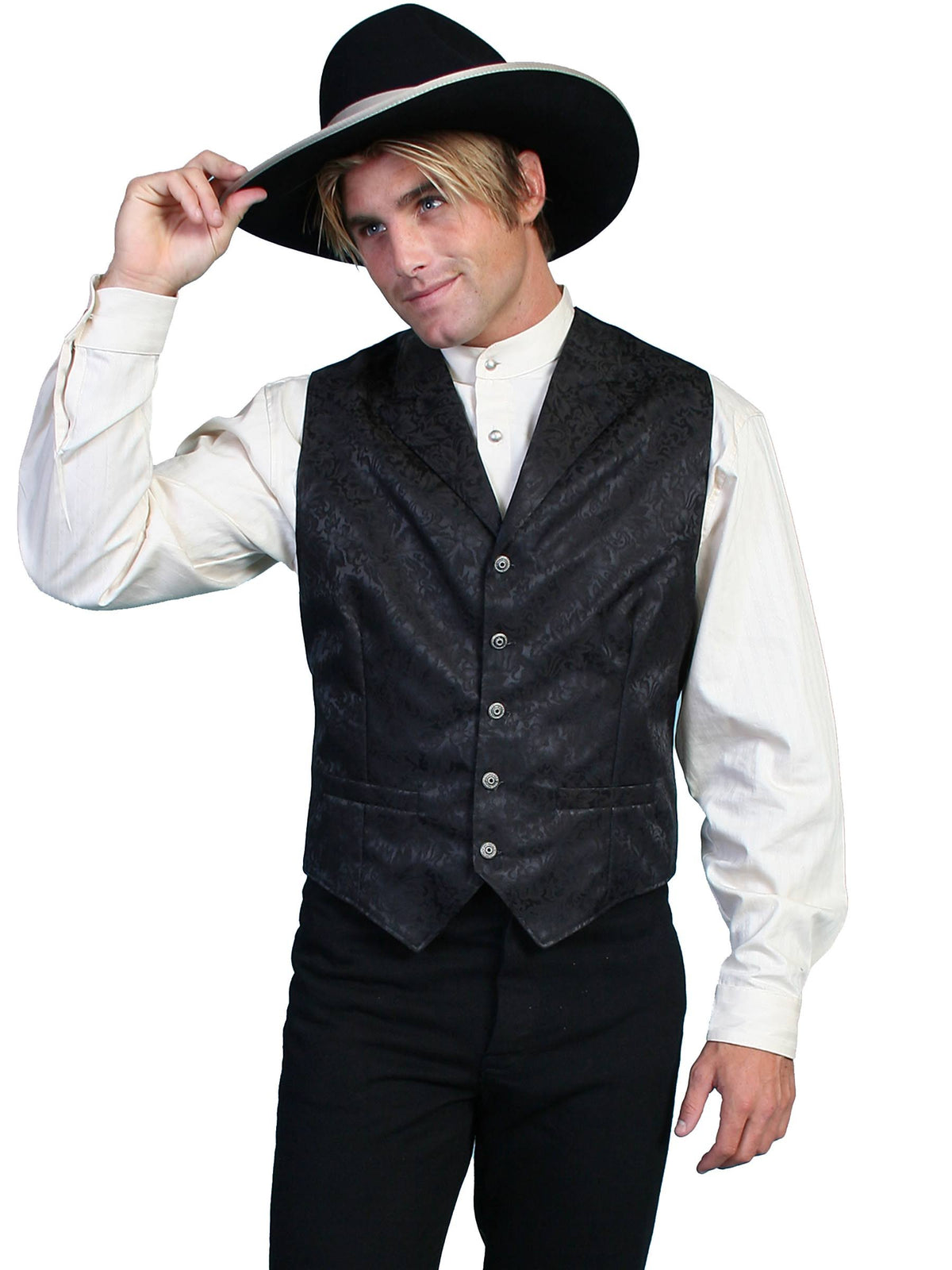 Silk Adjustable Button Western Vest E46519
