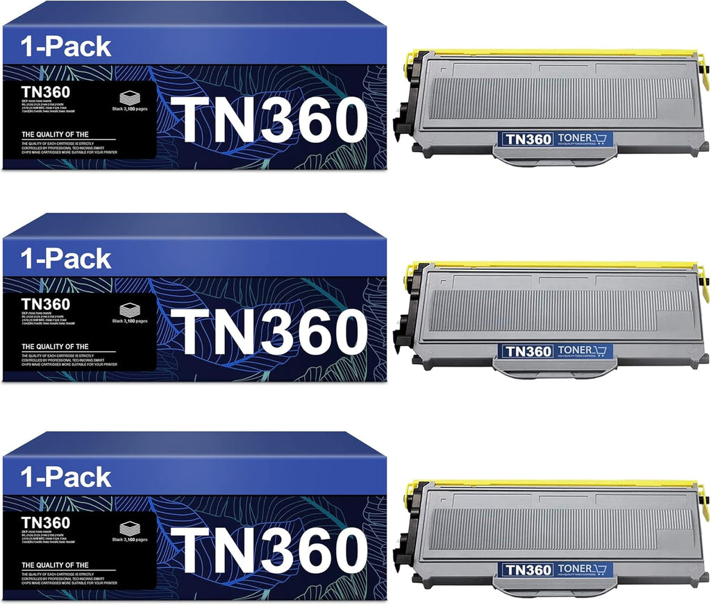 TN360 Toner Cartridge Compatible Replacement for Brother Printer (3-Pack, Black) G845