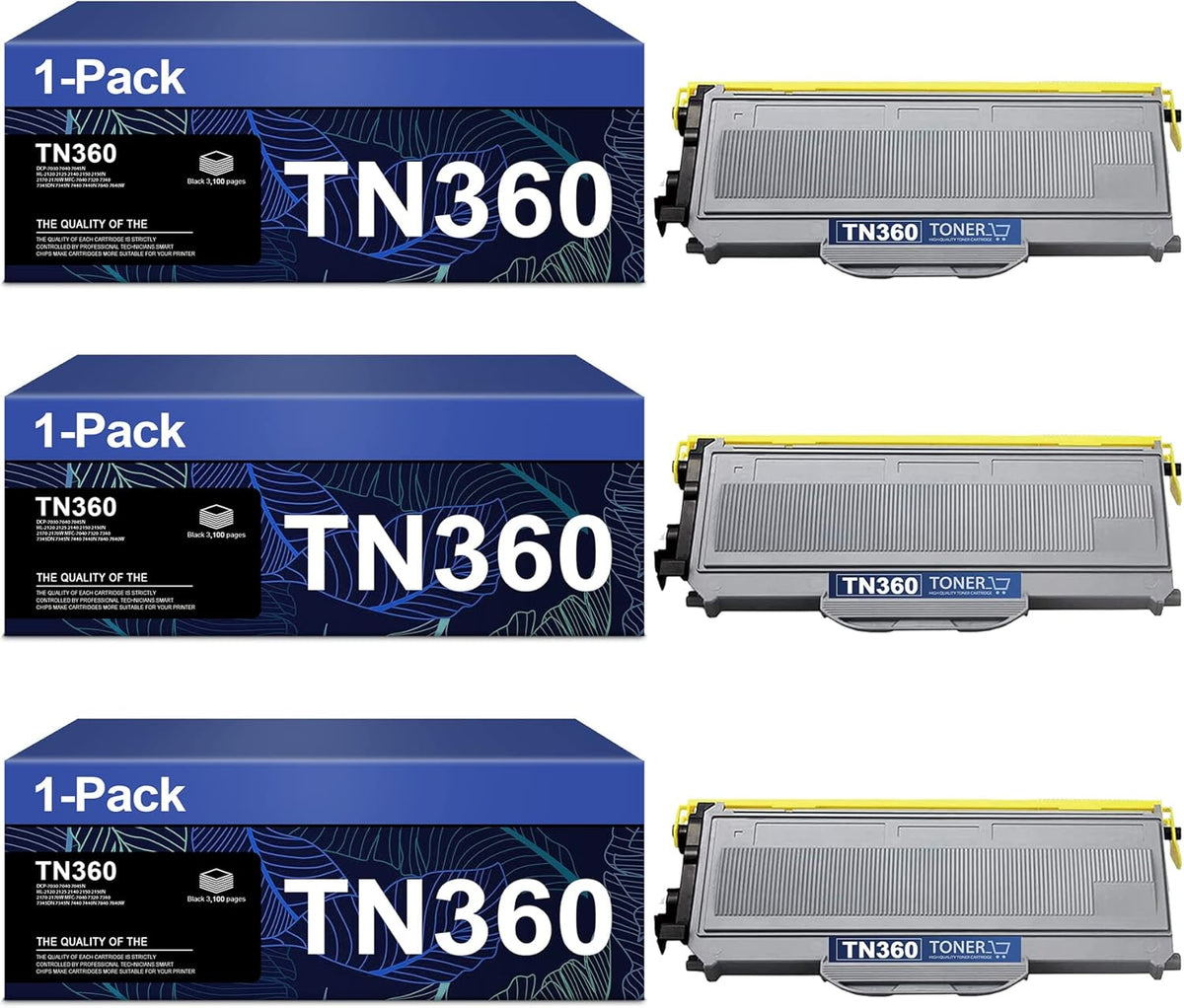 TN360 Toner Cartridge Compatible Replacement for Brother Printer (3-Pack, Black) G845