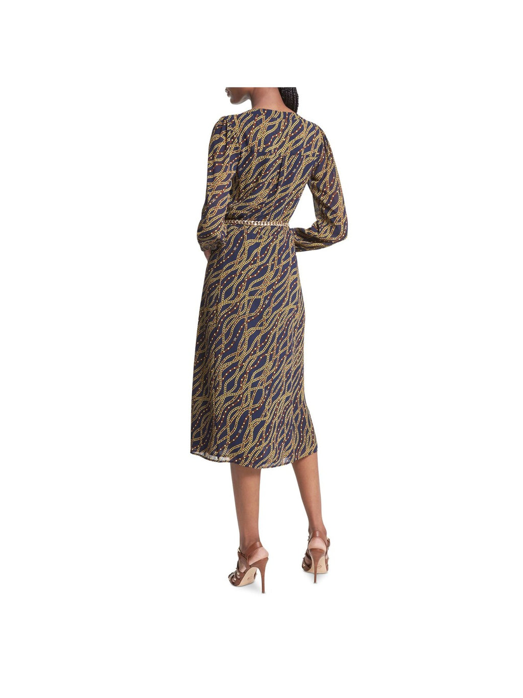 Navy V Neck Midi Cocktail Shirt Dress I492