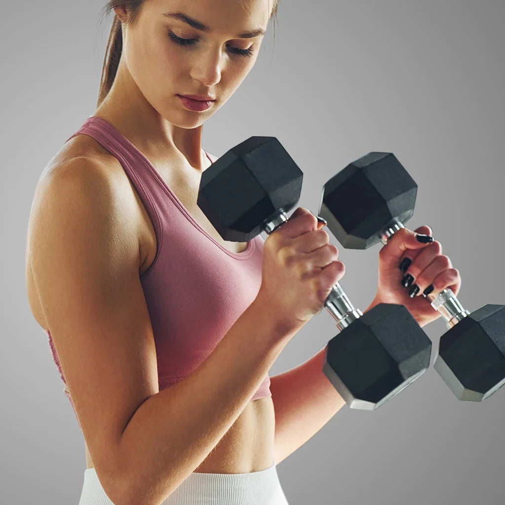 25lb Rubber Hex Dumbbell Pair B463
