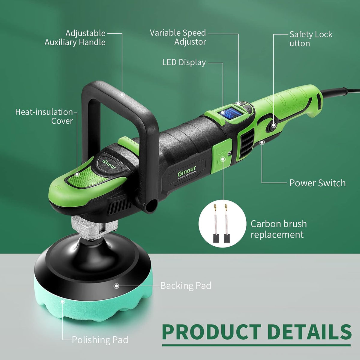 6-Speed Rotary Polisher with 6” and 7“ Backing Plate, Pack of 2 E352011