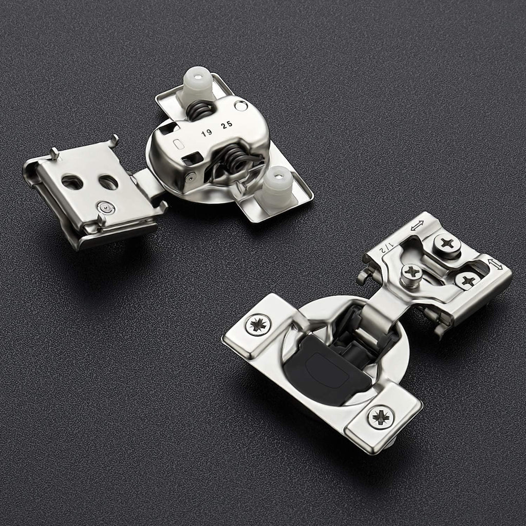 12 Pack 6 Pairs 1/2 inch Overlay Soft Close Satin Nickel Stainless Steel Concealed Hinges H354