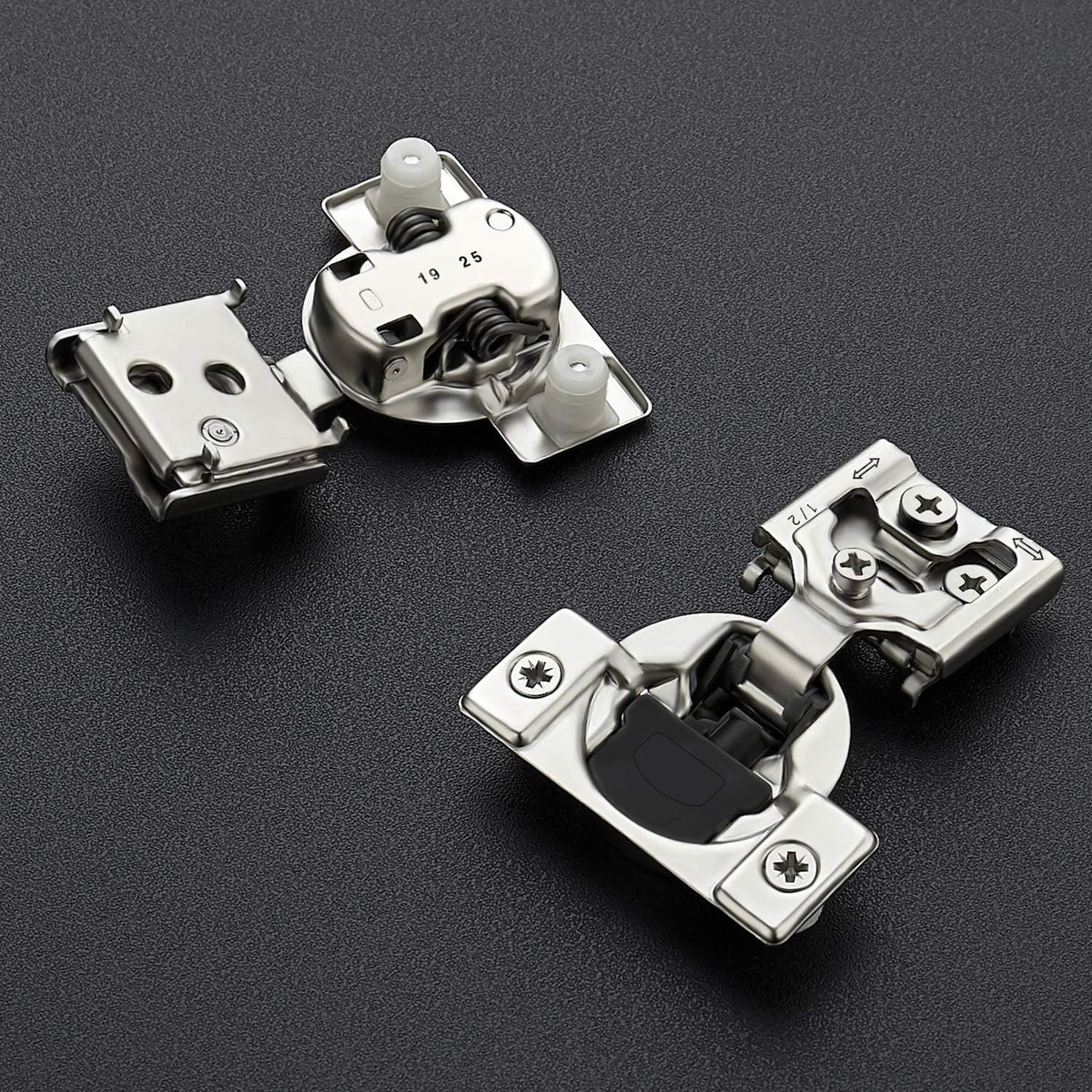12 Pack 6 Pairs 1/2 inch Overlay Soft Close Satin Nickel Stainless Steel Concealed Hinges H354