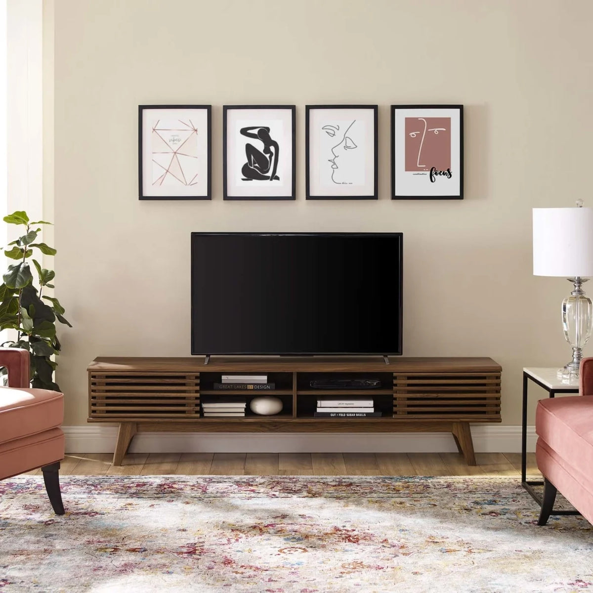 70" Walnut Entertainment Center TV Stand K89839
