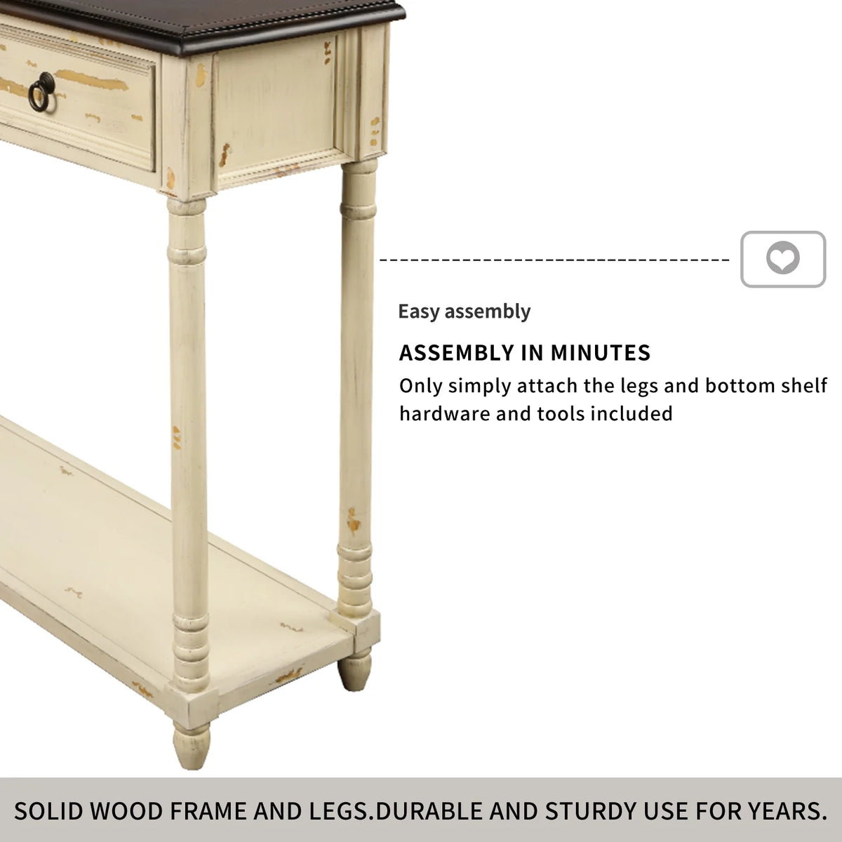 52" Wood Console Table with 3 Drawers and Shelf A504702