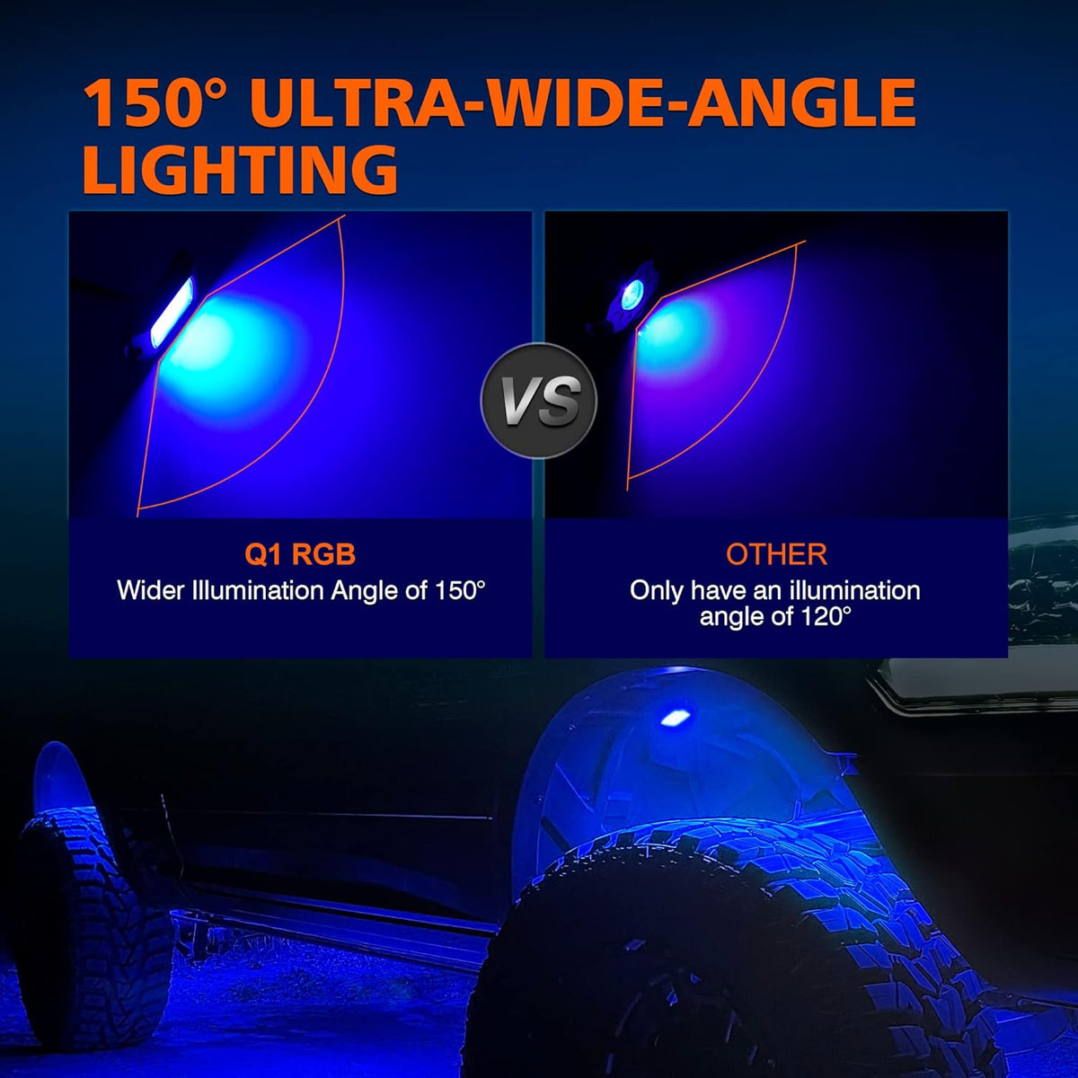 4 Pods Multicolor RGB LED Rock Lights Waterproof Y29829