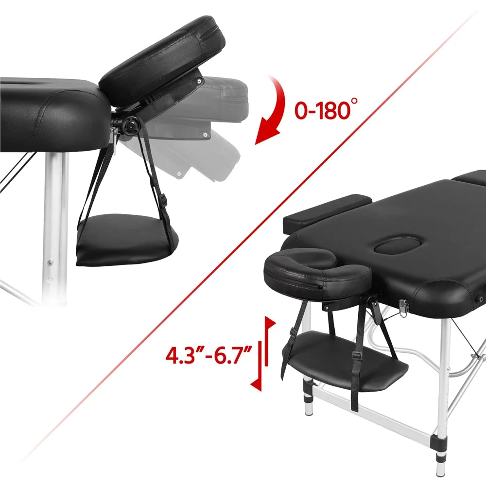 27.6'' Wide Adjustable 3 Fold Aluminum Massage Table P6271