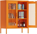 Black Metal 5-Tier Cabinet with Doors and Shelves B123