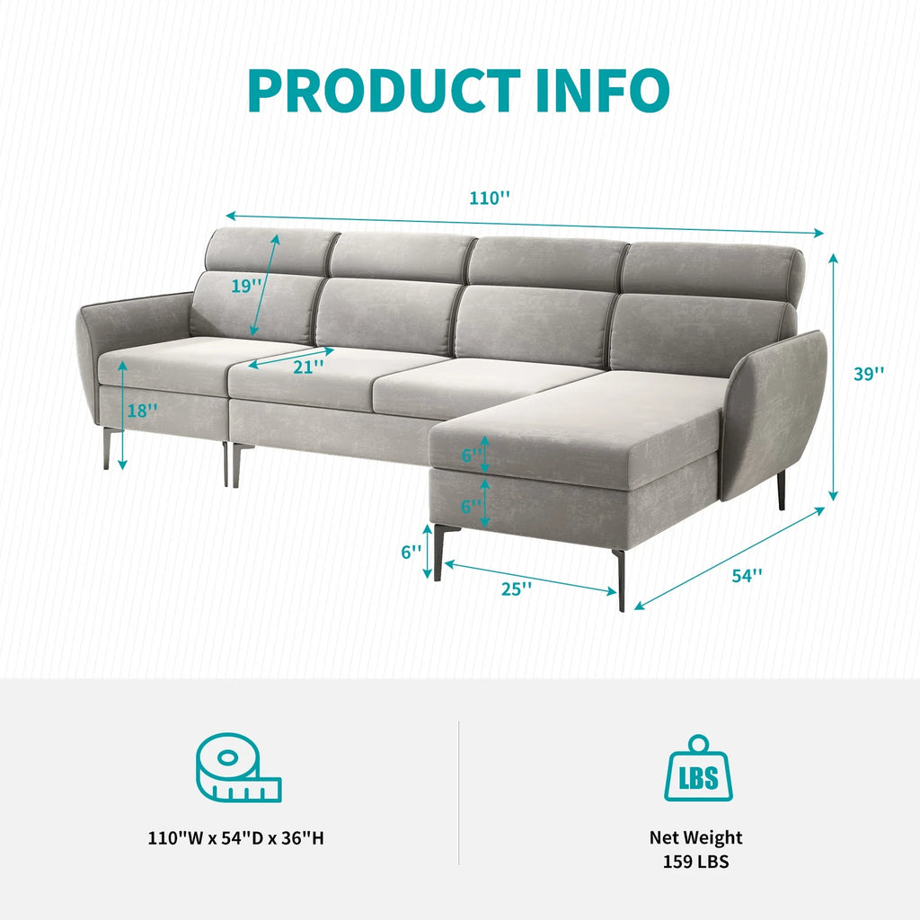 Linen Fabric L-shaped Sectional Sofa G1670