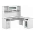 White L Shaped Computer Desk with Hutch W232