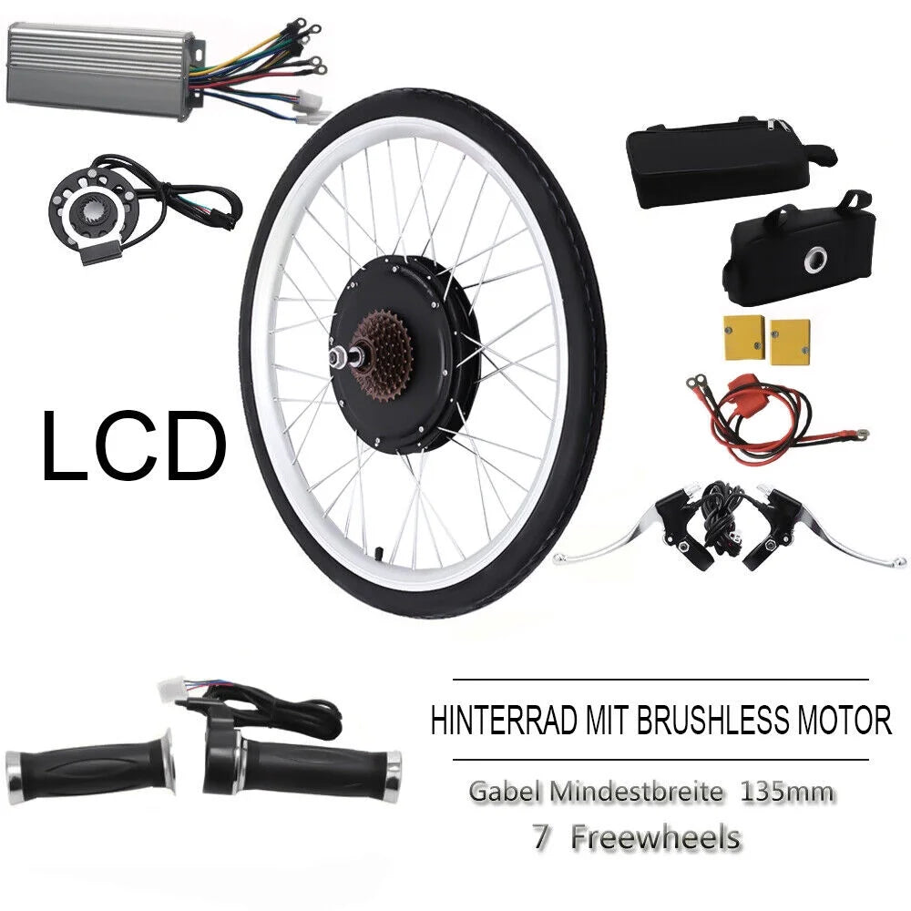 26" Electric Bicycle Conversion Kit Rear Wheel Hub Motor with LCD Q12226