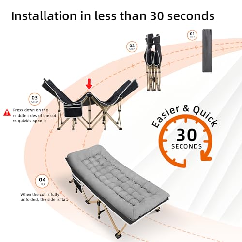 Portable Folding Camping Cot with Thick Mattress Grey Z815660
