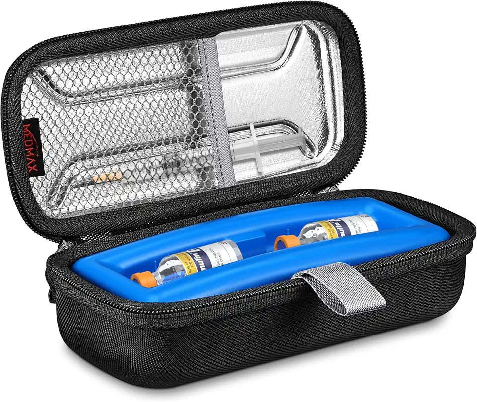Insulated Water Resistant Hard Shell Insulin Vial Carrying Case with Ice Brick J54035