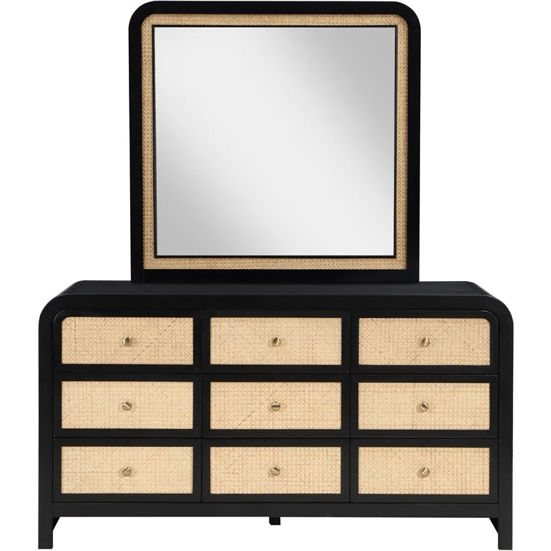 Black Ash Wood and Natural Cane Dresser N3352