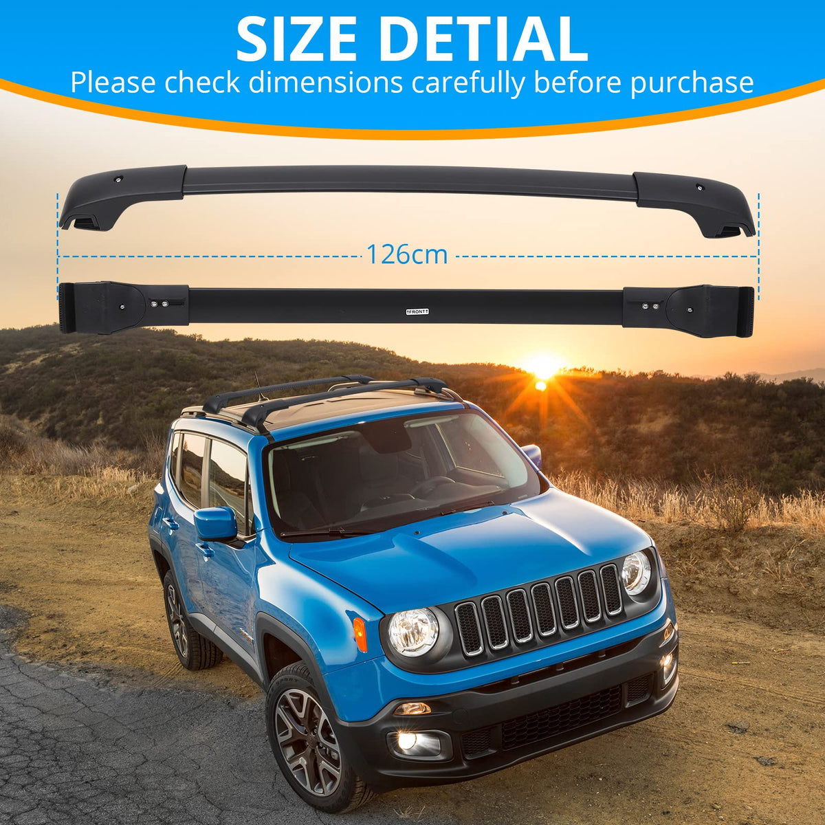 Heavy Duty Steel Roof Rack Cross Bars for Jeep Renegade D2965