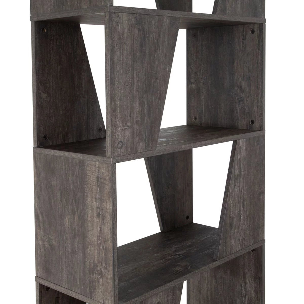 5-tier Wooden Bookcase in Washed Black Finish O174