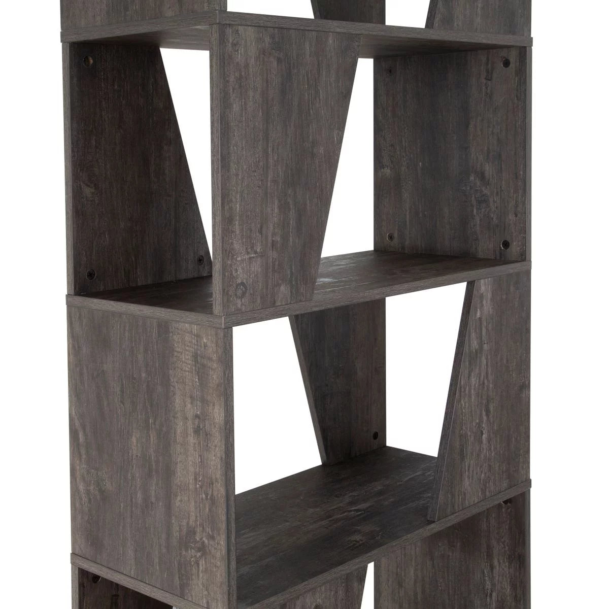 5-tier Wooden Bookcase in Washed Black Finish O174
