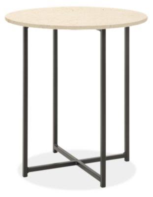 Round End Table 22 Diameter 22H Recycled Natural Steel Ecru Quartz Top O8212