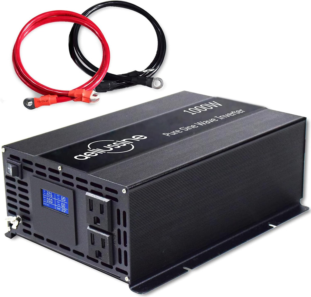 1000w Pure Sine Wave Power Inverter 48v DC to AC 110v 120v with 2 US Socket, LCD Display and Earth Terminal Y65793