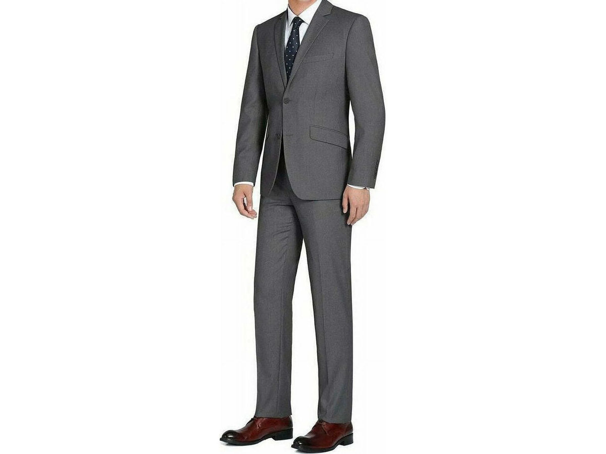 Charcoal Gray Solid Two Button Slim Fit Suit E900782