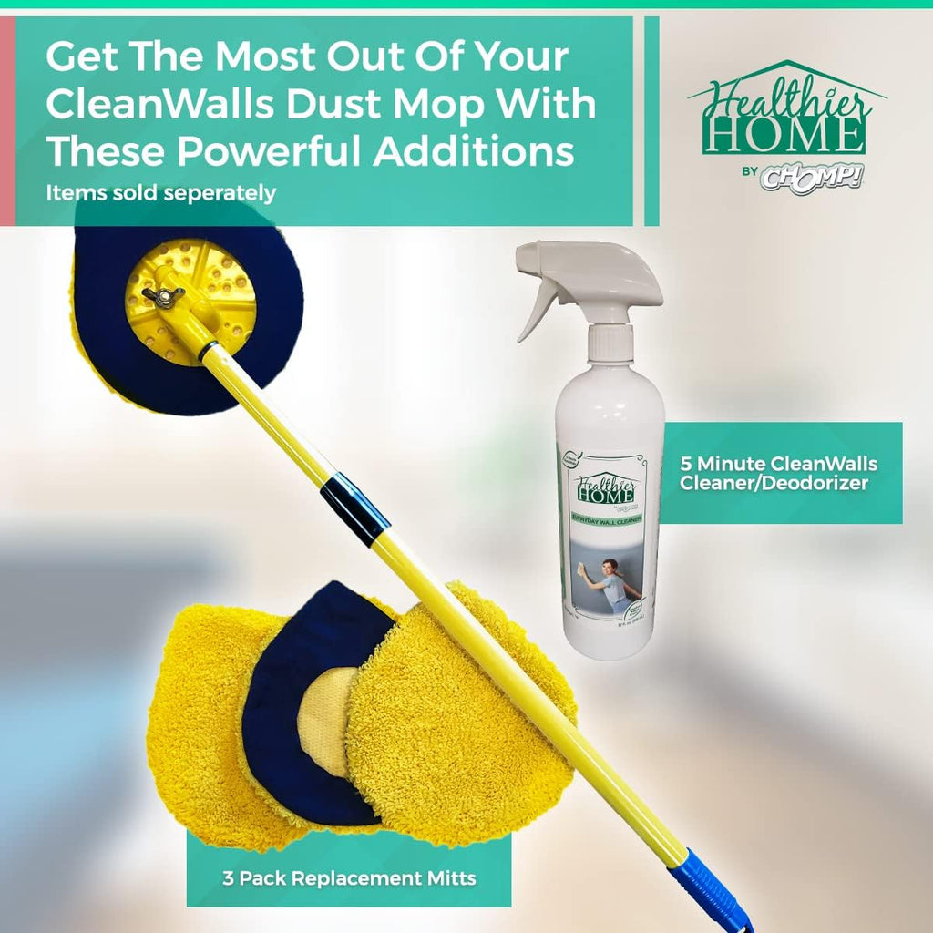Long Handle Extendable Wall Washer Mop with Washable Microfiber Pad Pack of 2 Y874921