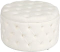 White Round Storage Ottoman N324